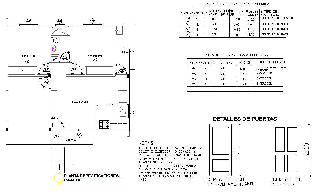 Door plan and elevation layout file