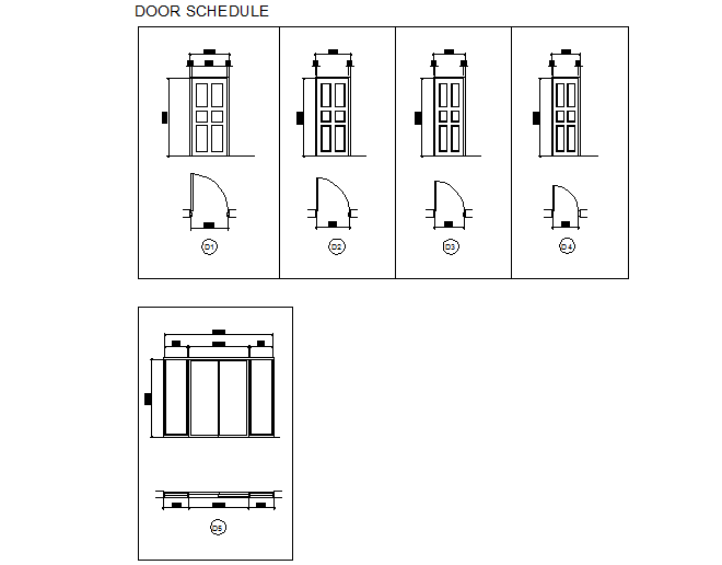 Door schedule plan and elevation plan dwg file