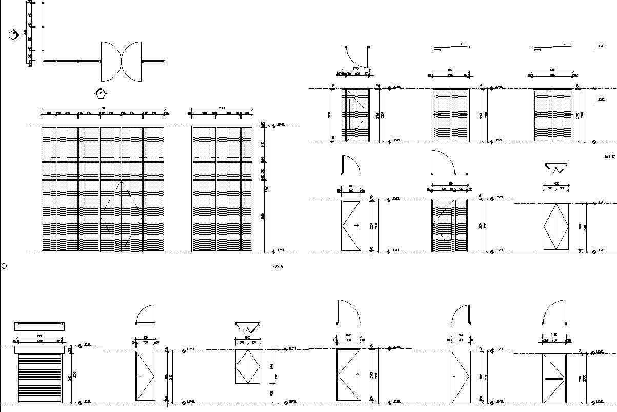 Door design details in plan and elevation in AutoCAD, dwg file.