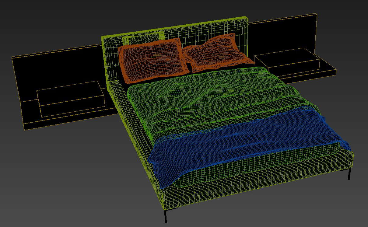 Double Bed Design With Side Table 3D MAX File 