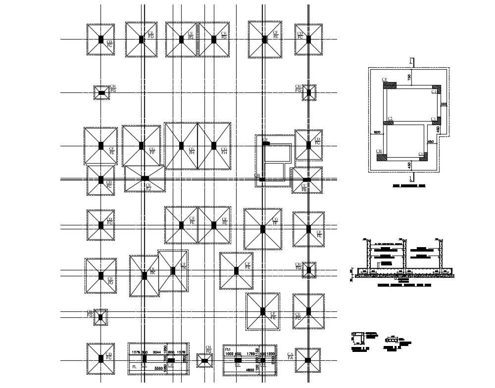 Download Free DWG File of Foundation And Column Layout Plan 