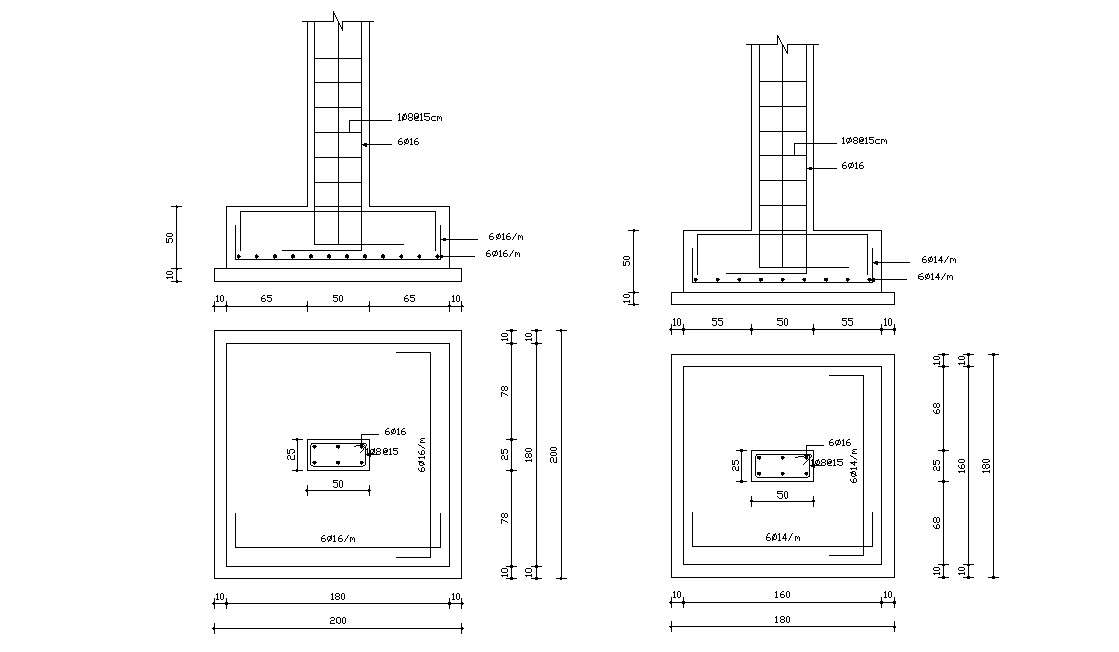 Download Free Typical Foundation Column Plan | CAD Drawing