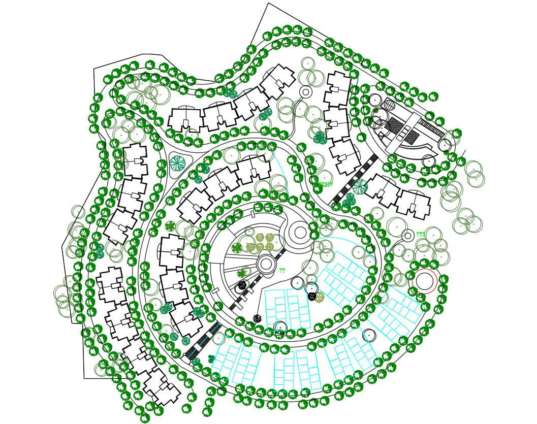 Download Master plan Of Twin Bungalow DWG File 