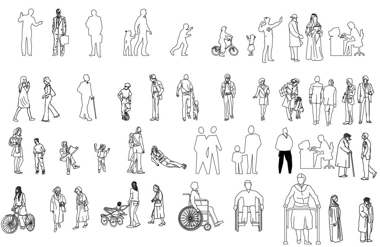 Download people Free CAD blocks 