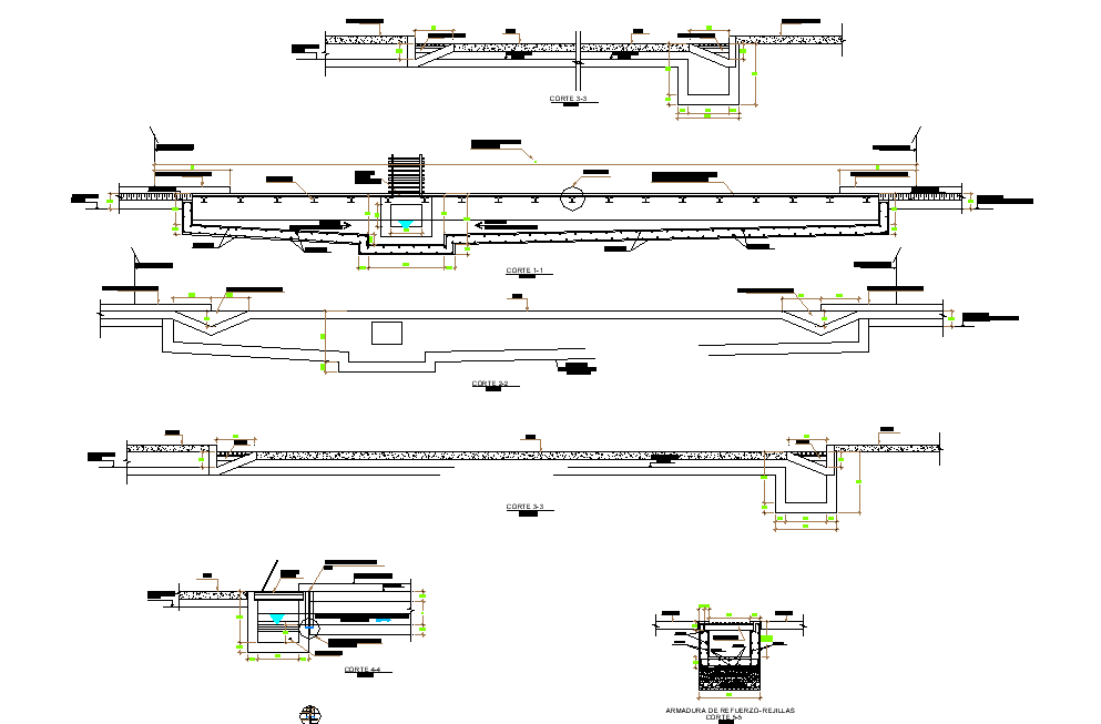 Drainage plan and section autocad file
