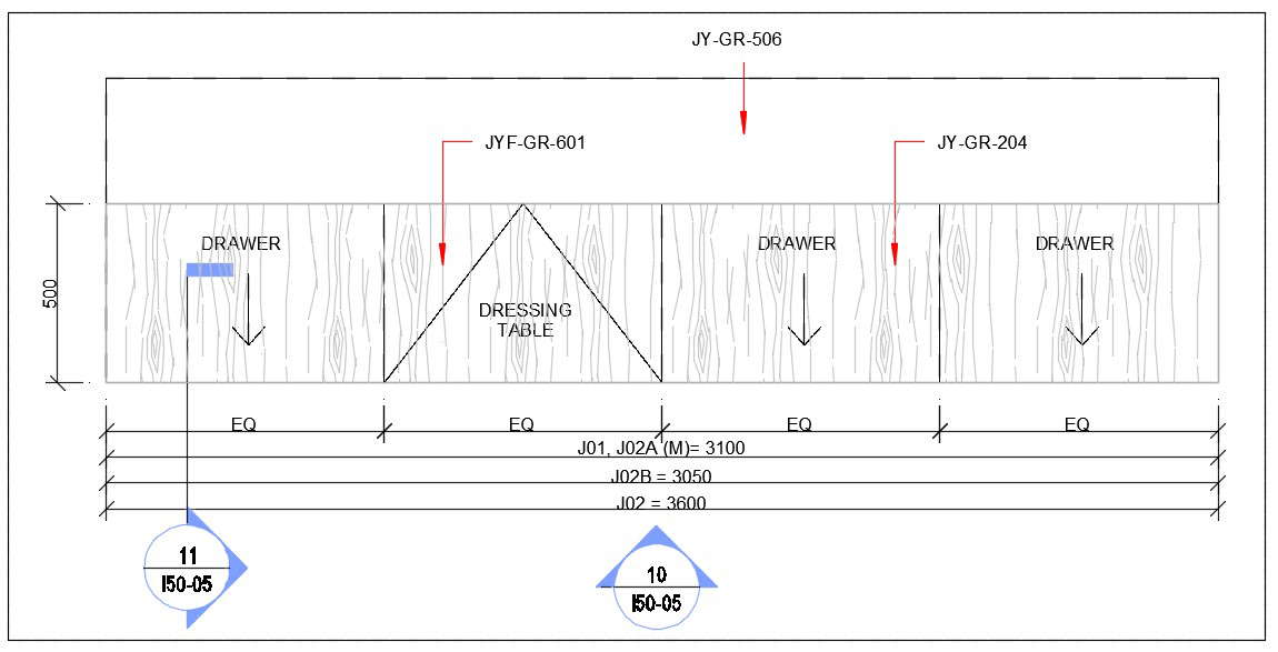 Drawer top plan detail is given in this cad drawing file. Download this 2d AutoCAD drawing file.