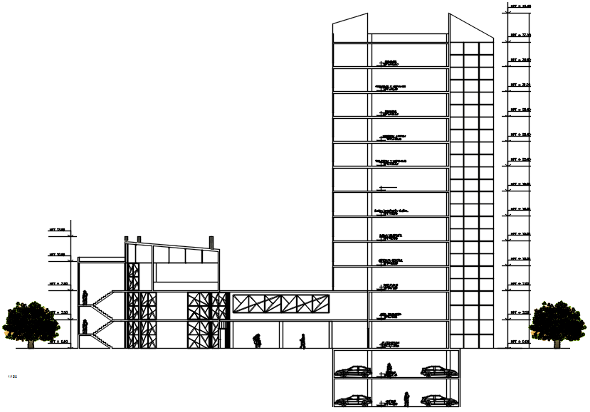 Multi Storey Building Design In DWG File