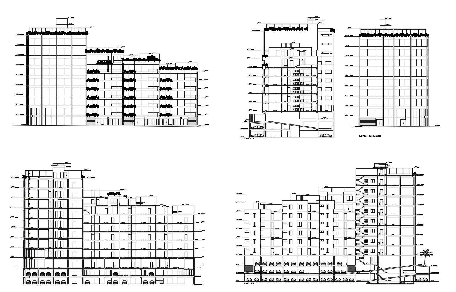 Residential building elevation in DWG file