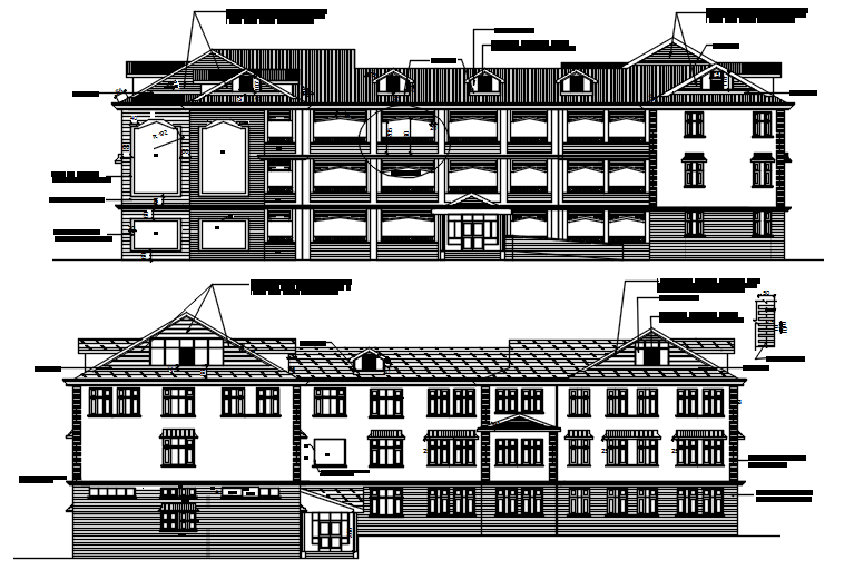 School Building Elevation Design CAD File