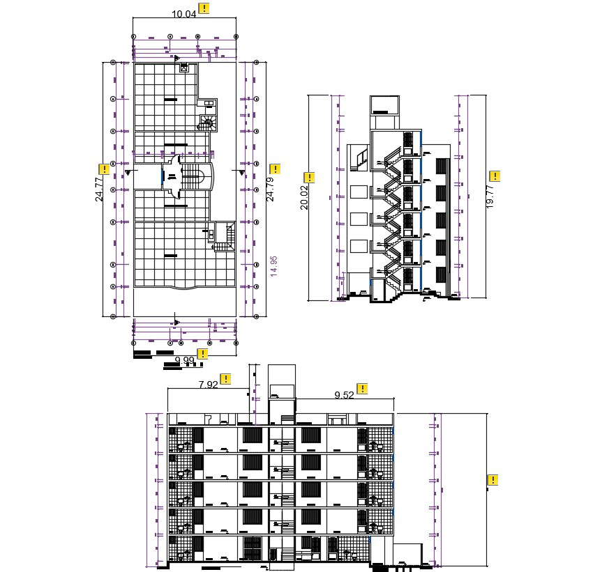 Drawing of a residential building in autocad