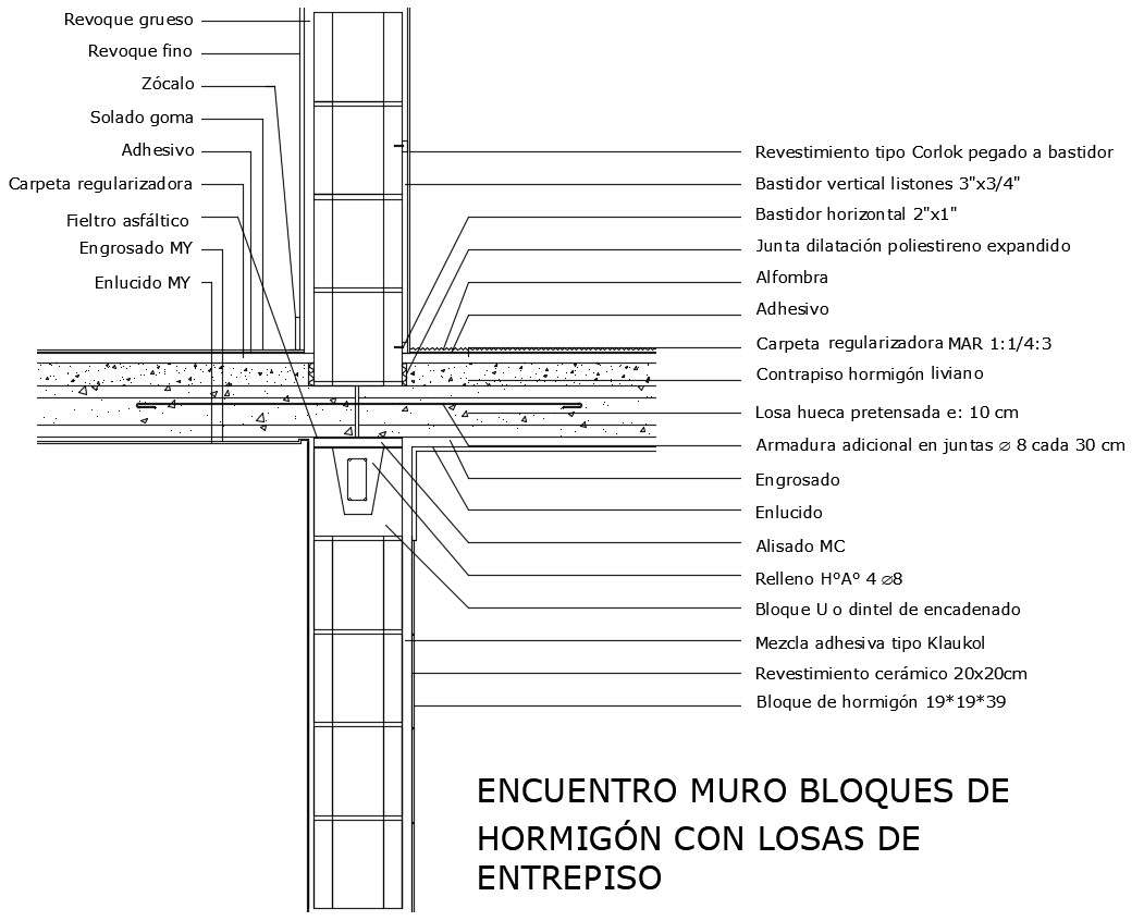 Drawing of concrete wall block design in dwg file