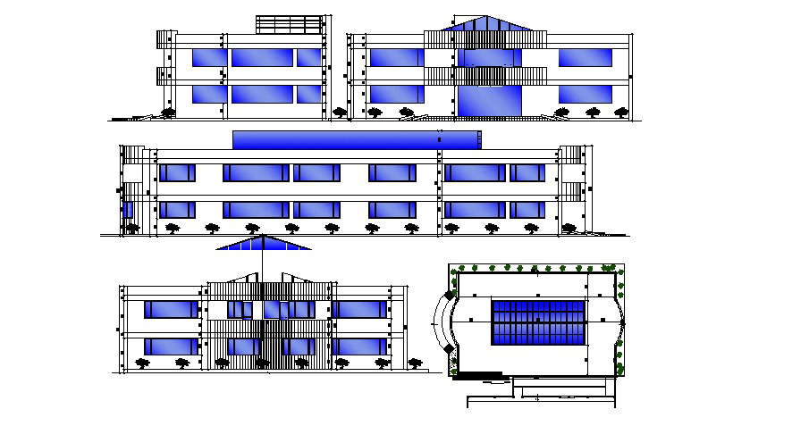 Drawing of hotel building design in dwg file