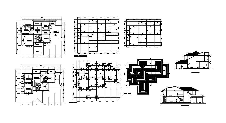 Drawing of house 66'4'' x 54' with section and elevation in autocad