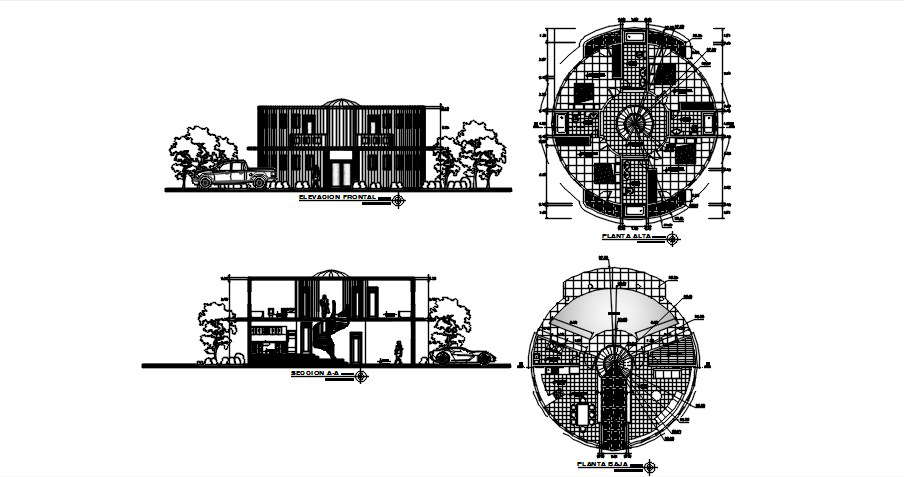 Small 2 Storey House Plans In DWG File 