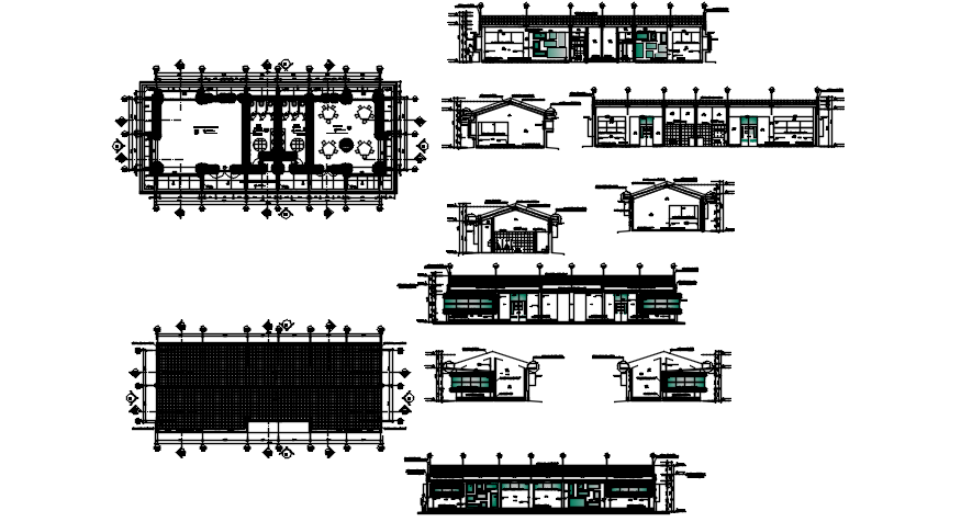 Drawing of office plan 21.76mtr x 7.03mtr with detail dimension in dwg file 