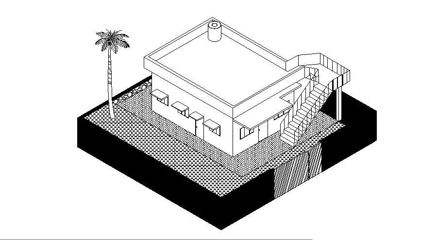Drawing of single storey house in dwg file 