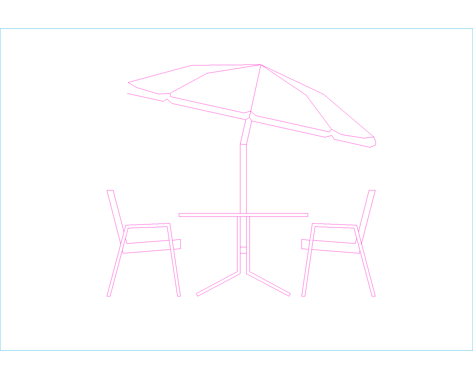Seaside Table and Umbrella DWG Drawing for Beach Views
