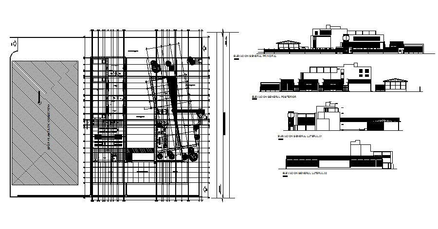 Drawing of the complex with elevation in dwg file