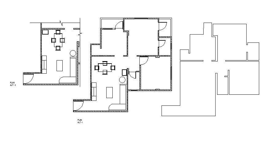 Drawing of the house with furniture layout in dwg file