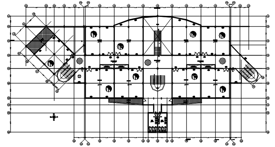 Drawing of the office building with detail dimension in dwg file