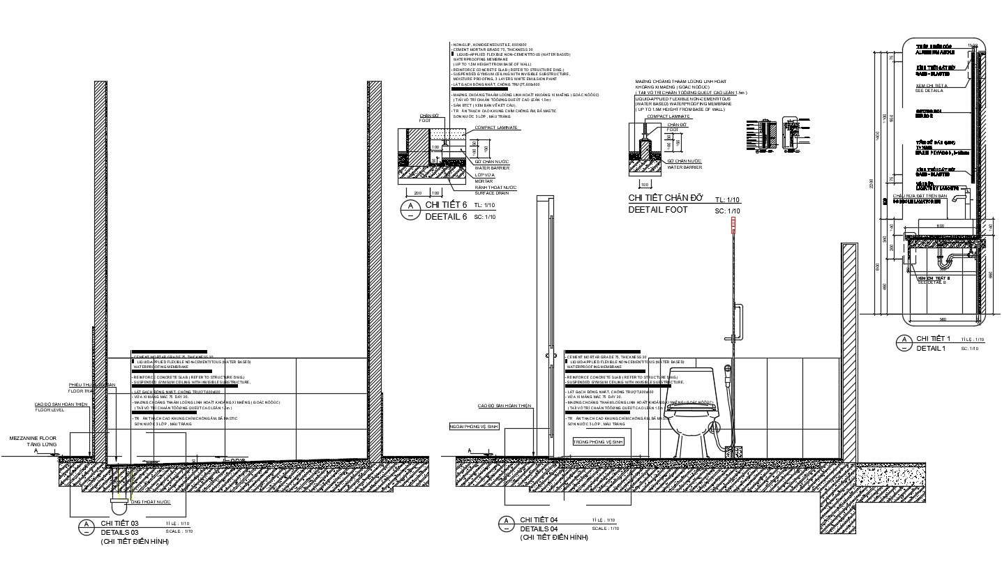 Drawing of the sanitary block in AutoCAD 