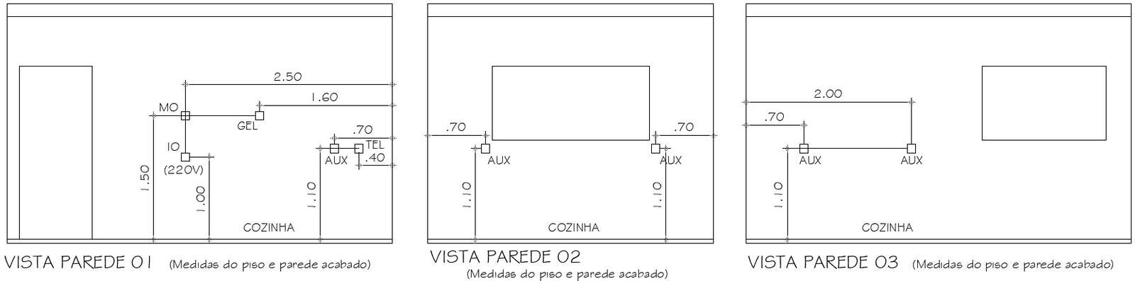 Drawing of electric point in kitchen