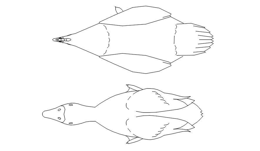 Duck and hen CAD block designs in AutoCAD 2D drawing, CAD file, dwg file