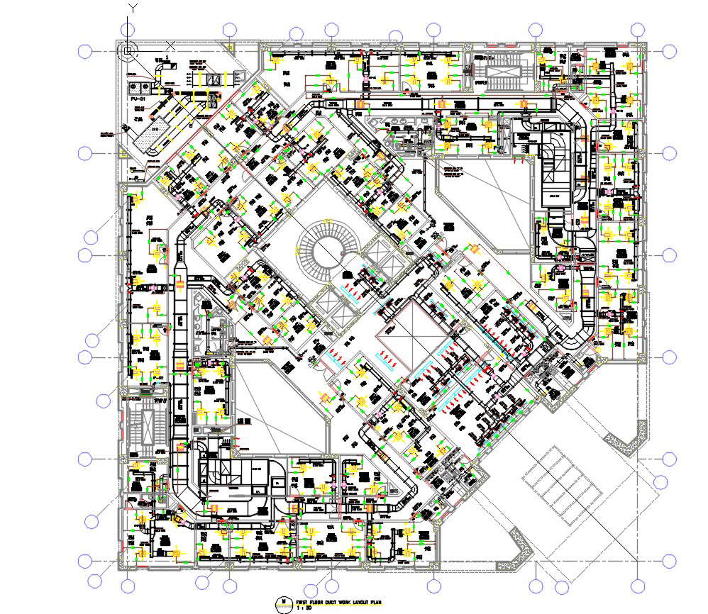 Ductwork Out In Commercial Building AutoCAD File 
