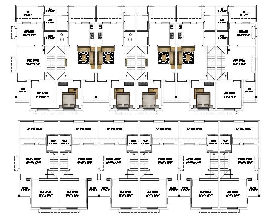 Duplex House Plans In AutoCAD File