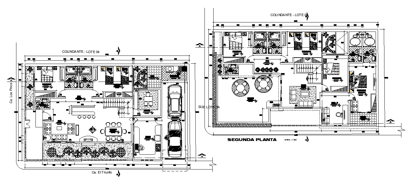 Duplex house plan details are given in this 2D Autocad DWG drawing file. 