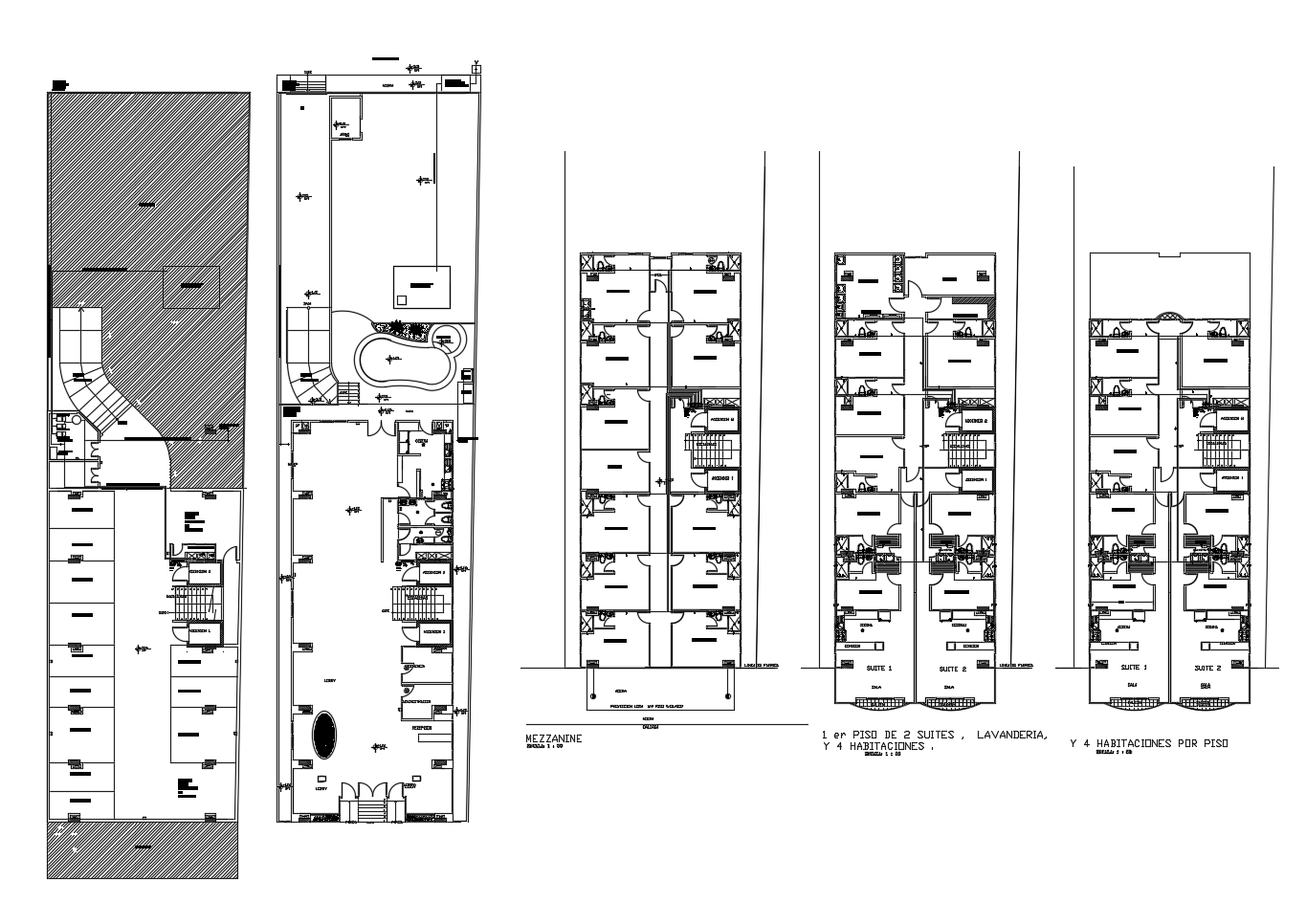 Dwg file of  Hotel plan with detail dimensions