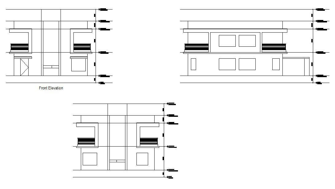 Dwg file of Residential bungalow elevations