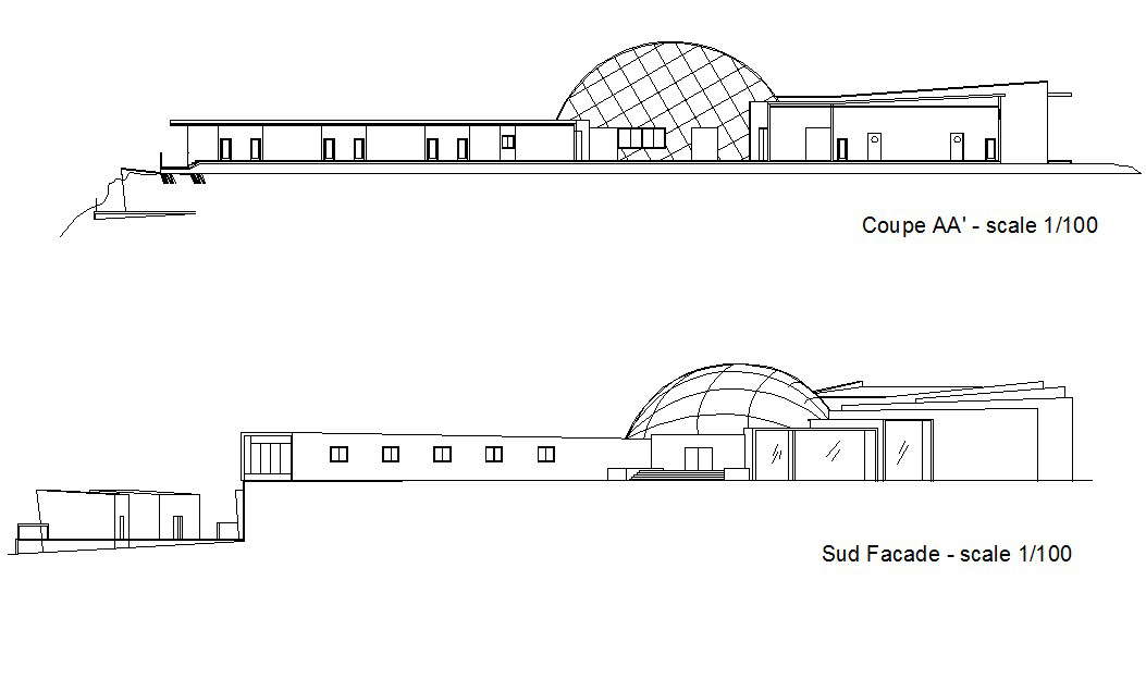 Dwg file of commercial complex elevations 