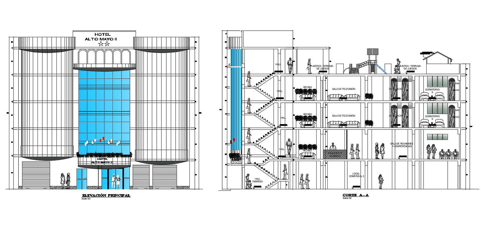 Dwg file of hotel elevation