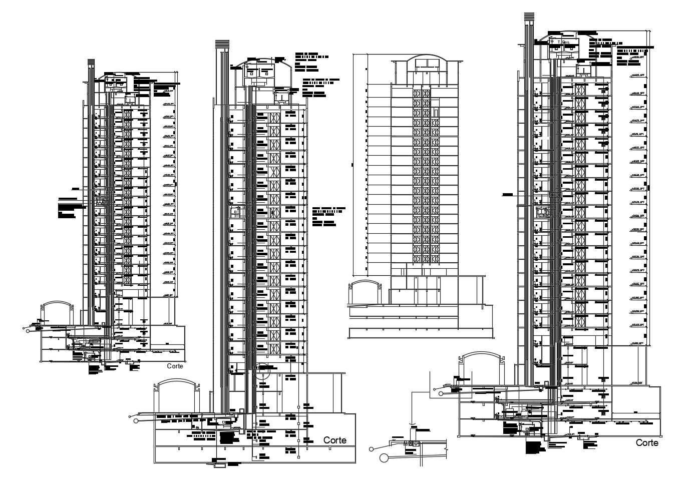 Dwg file of residential apartment elevations 