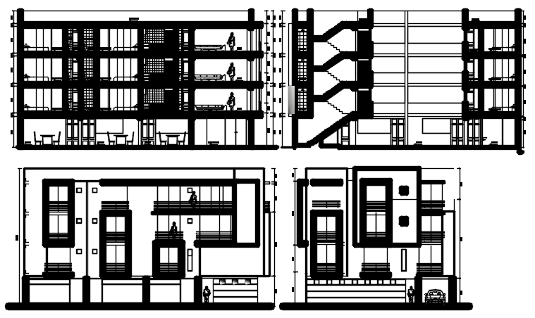 Dwg file of residential apartment elevations