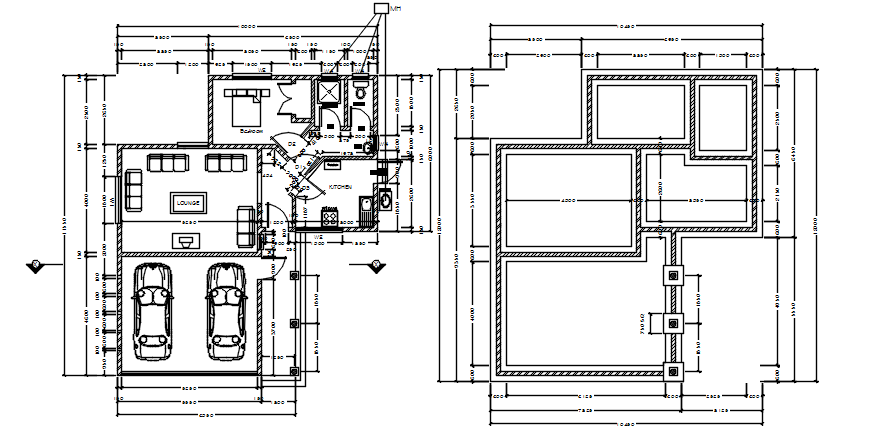 Dwg file of residential bungalow 