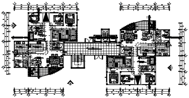 Dwg file of residential flat with detail dimension