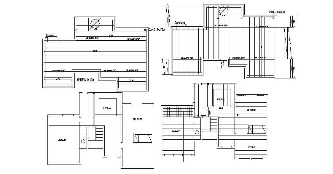 Dwg file of rooftop layout of residential bungalow