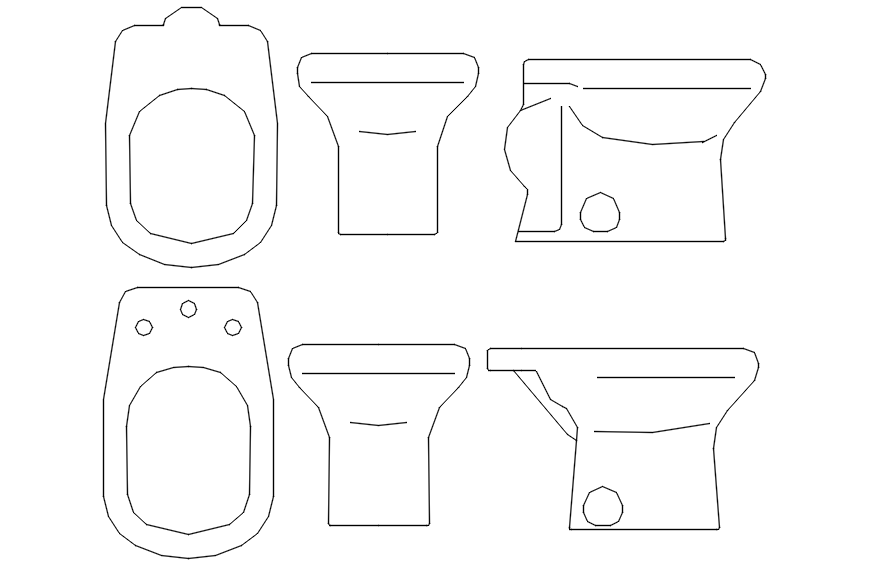 Dwg file of toilet blocks
