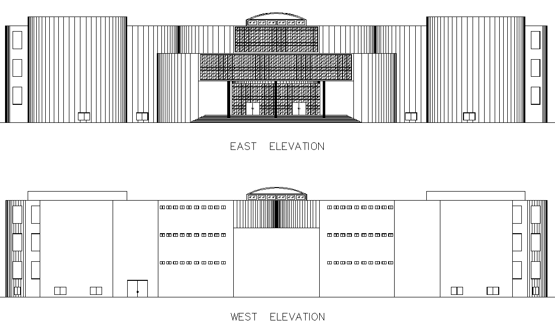 East elevation and west elevation plan detail dwg file