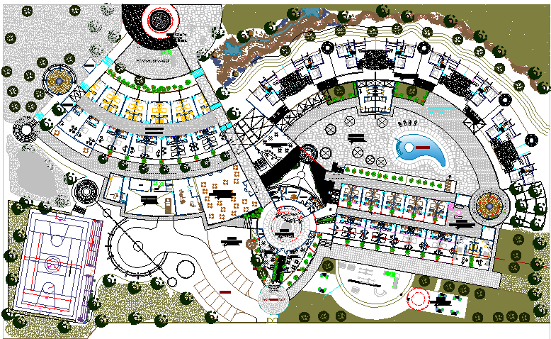 Ecological hotel dwg file
