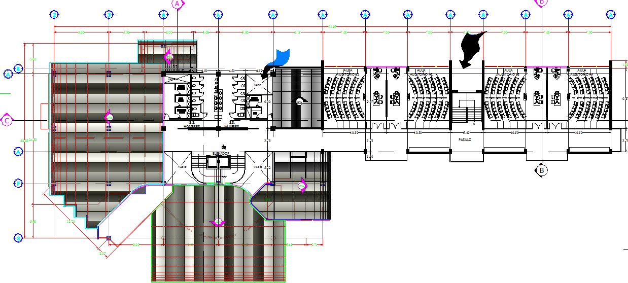 Education institution elevation  layout dwg file