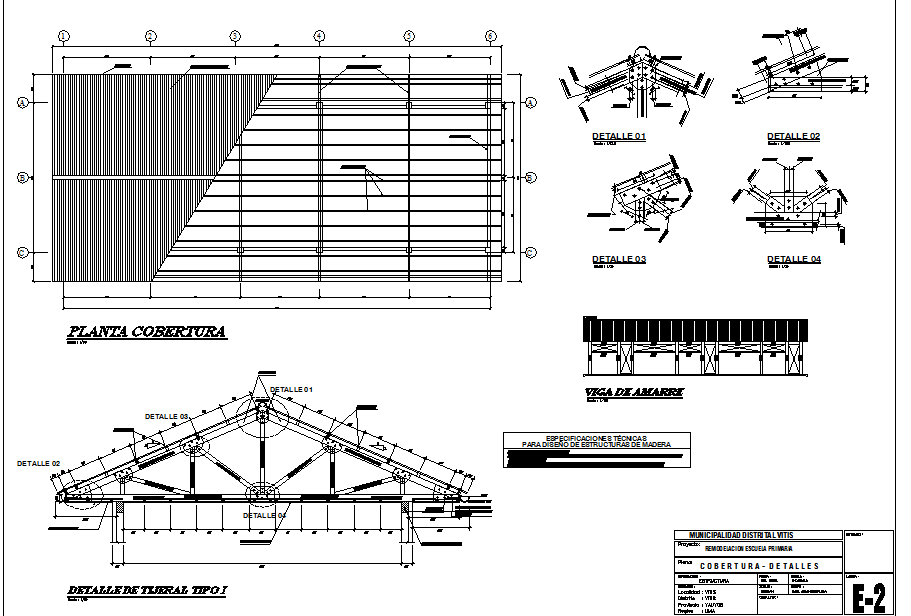 Education school Roof plan and section detail dwg file