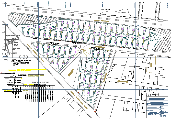 Electric installation with structure of industrial plant dwg file