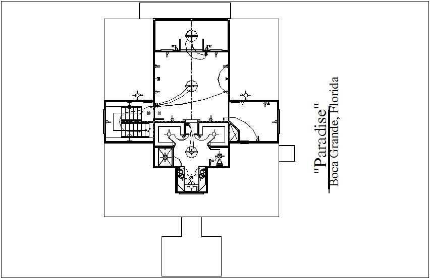 Electric line view of house plan dwg file