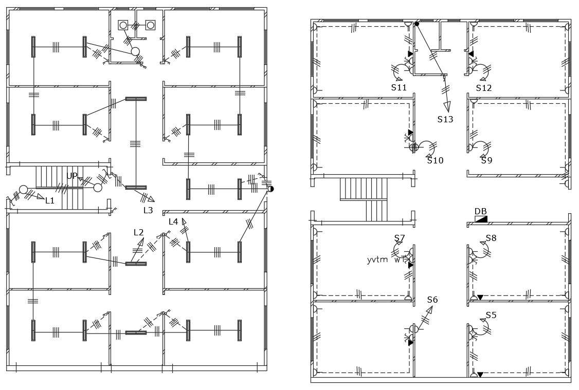 Electrical Layout Plan Of Commercial Architectural Building 