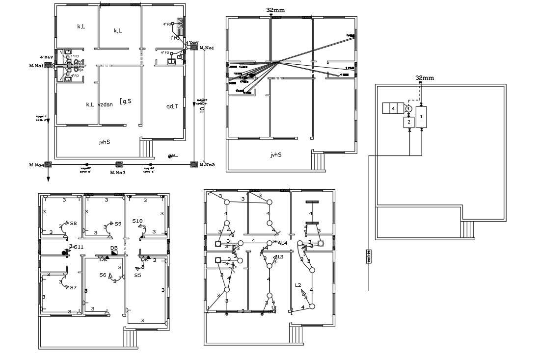 Electrical Layout and plumibng  Plan AutoCAD Drawing