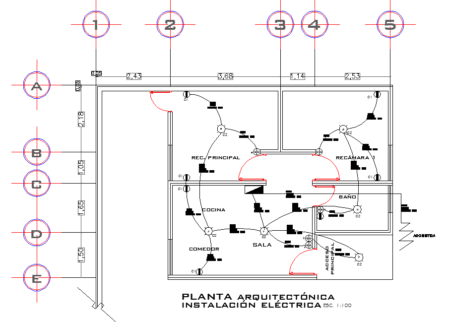 Electrical house plan detail dwg file