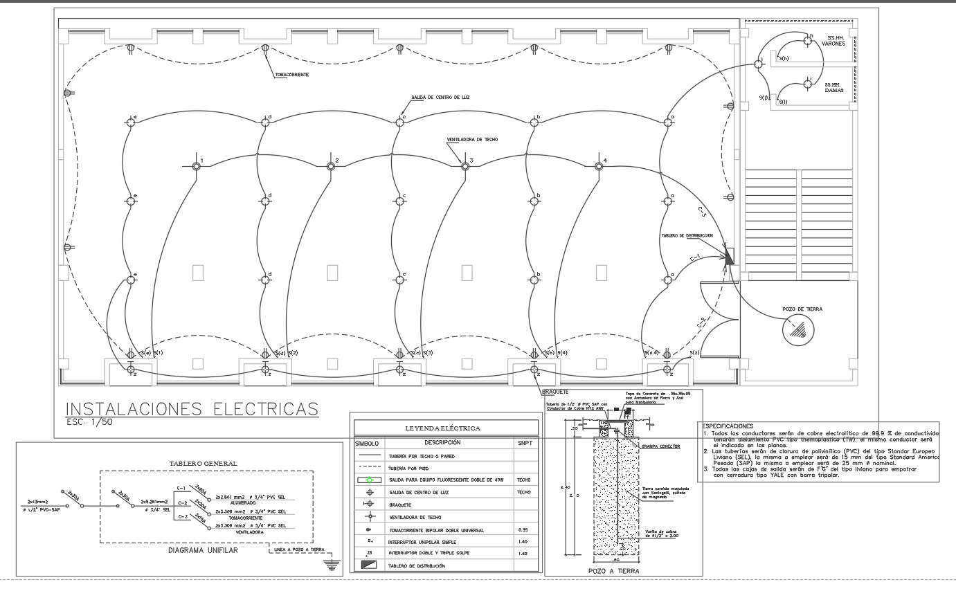 Electrical plan and column plan detail dwg file